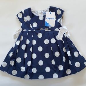 *NEW* Mayoral 1st Birthday Party Dress Navy Polka-Dot